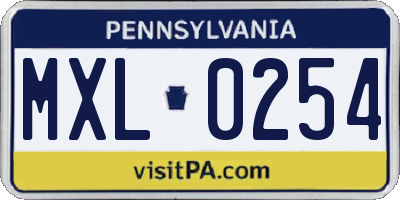 PA license plate MXL0254