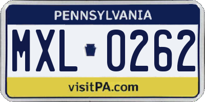 PA license plate MXL0262