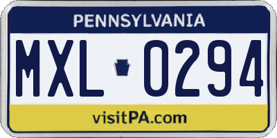 PA license plate MXL0294