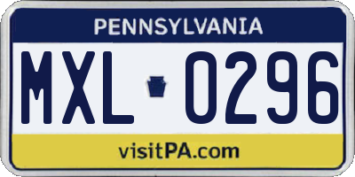 PA license plate MXL0296