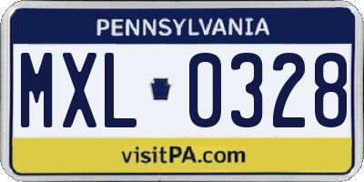 PA license plate MXL0328