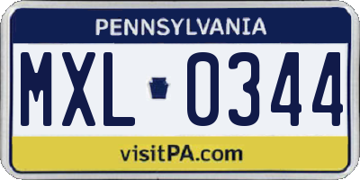 PA license plate MXL0344