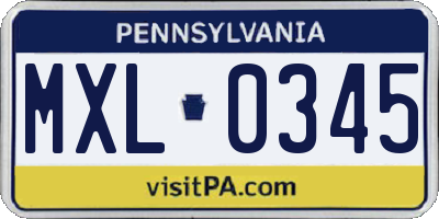 PA license plate MXL0345