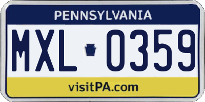 PA license plate MXL0359