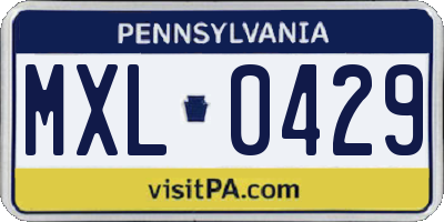 PA license plate MXL0429