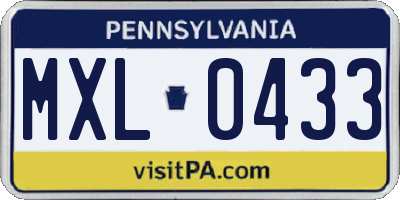 PA license plate MXL0433