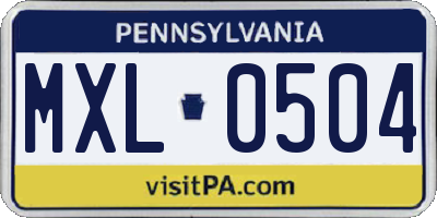 PA license plate MXL0504