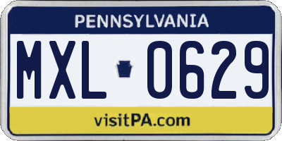 PA license plate MXL0629