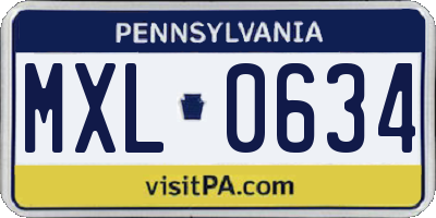 PA license plate MXL0634