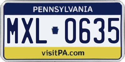 PA license plate MXL0635