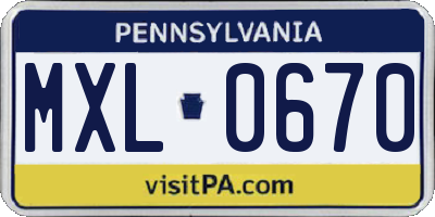 PA license plate MXL0670