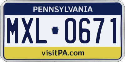 PA license plate MXL0671
