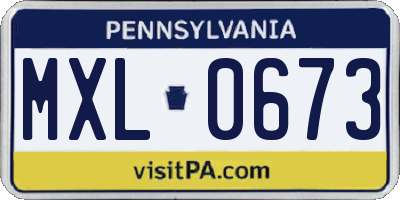 PA license plate MXL0673