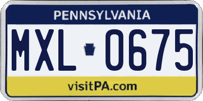 PA license plate MXL0675