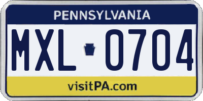 PA license plate MXL0704