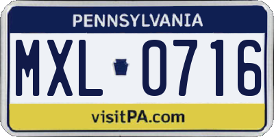 PA license plate MXL0716