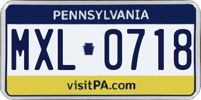 PA license plate MXL0718