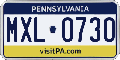 PA license plate MXL0730