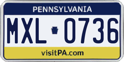 PA license plate MXL0736