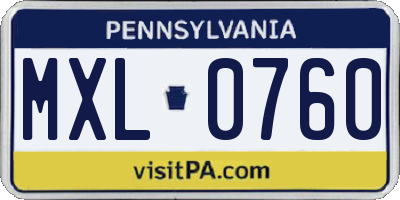 PA license plate MXL0760