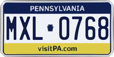 PA license plate MXL0768