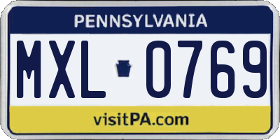 PA license plate MXL0769