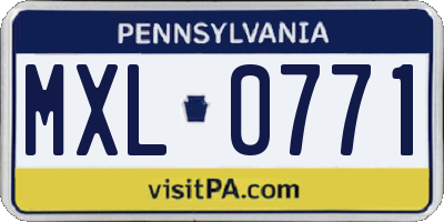 PA license plate MXL0771