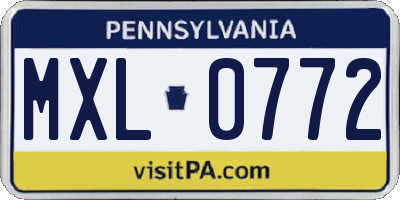 PA license plate MXL0772