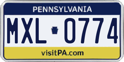 PA license plate MXL0774
