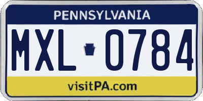 PA license plate MXL0784