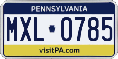 PA license plate MXL0785