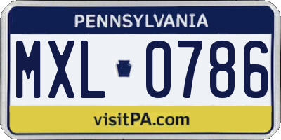 PA license plate MXL0786