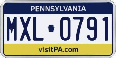 PA license plate MXL0791