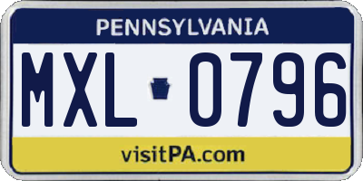 PA license plate MXL0796