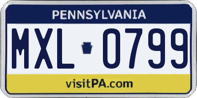 PA license plate MXL0799