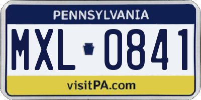 PA license plate MXL0841