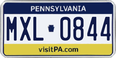 PA license plate MXL0844