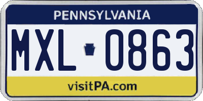 PA license plate MXL0863