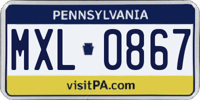 PA license plate MXL0867