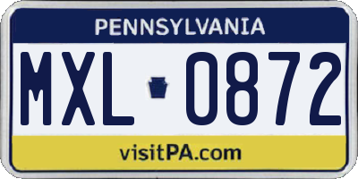PA license plate MXL0872