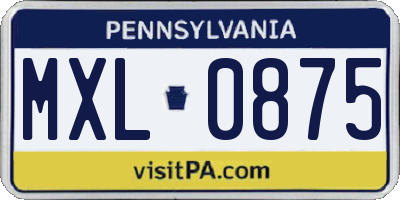 PA license plate MXL0875