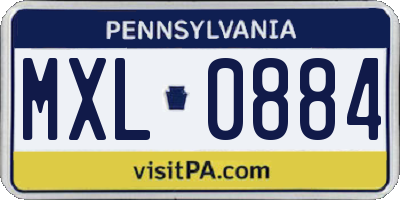 PA license plate MXL0884