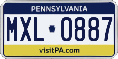 PA license plate MXL0887