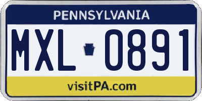 PA license plate MXL0891
