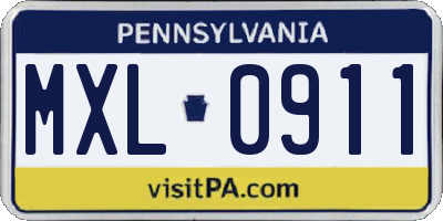 PA license plate MXL0911