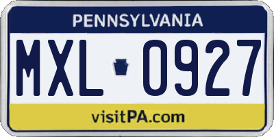 PA license plate MXL0927