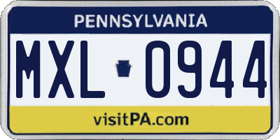 PA license plate MXL0944