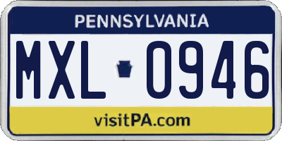 PA license plate MXL0946