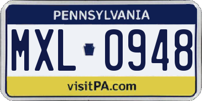 PA license plate MXL0948