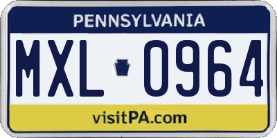 PA license plate MXL0964